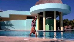 handstand pushups halfway in water